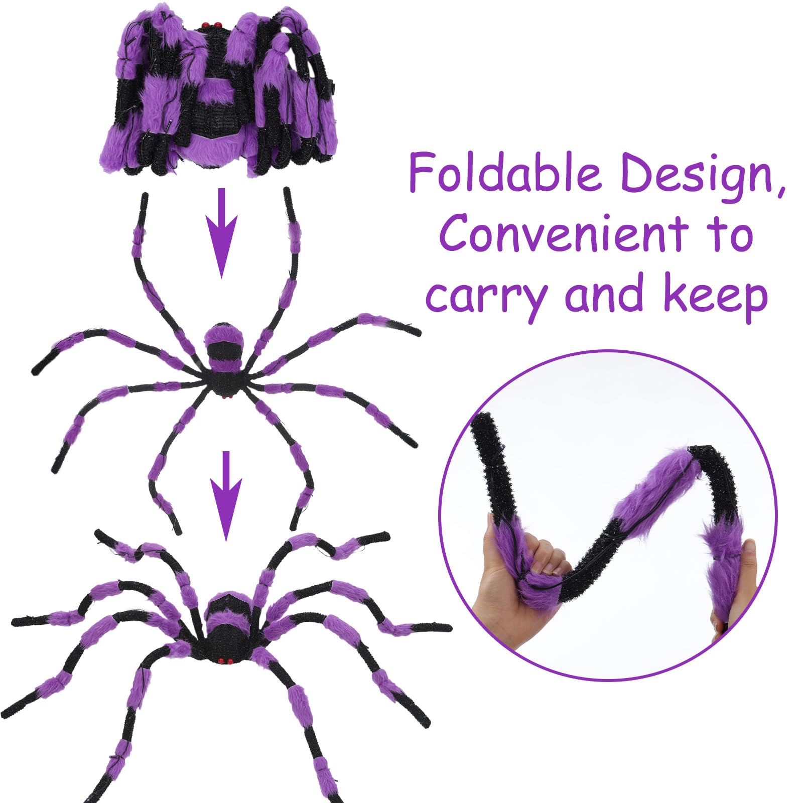 60" Giant Lighted Halloween Spider with LED Eyes