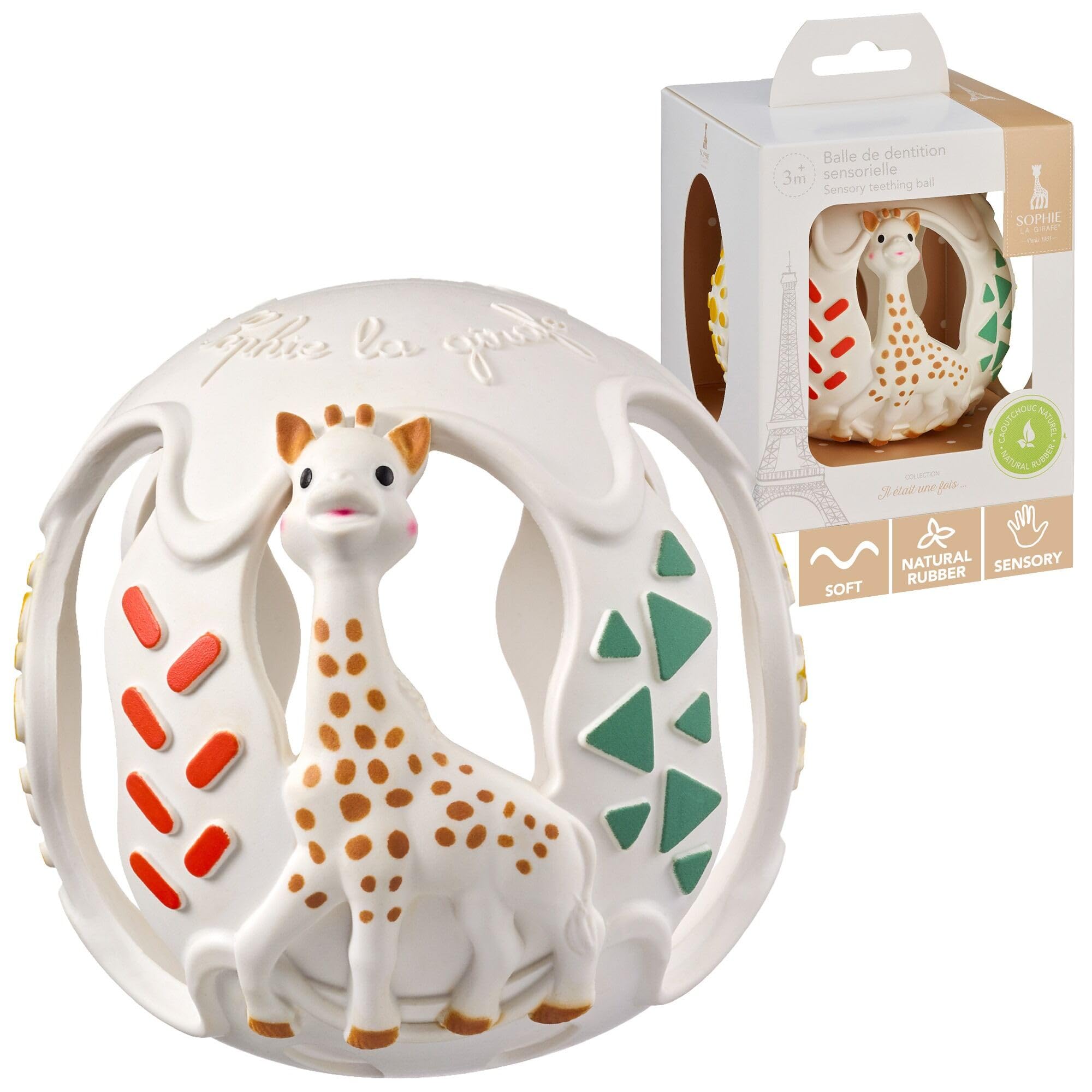 Sophie la girafe Sensory Teething Ball | Easy to Grasp | Designed with Natural Rubber to Soothe & Awaken Baby's Sense of Touch