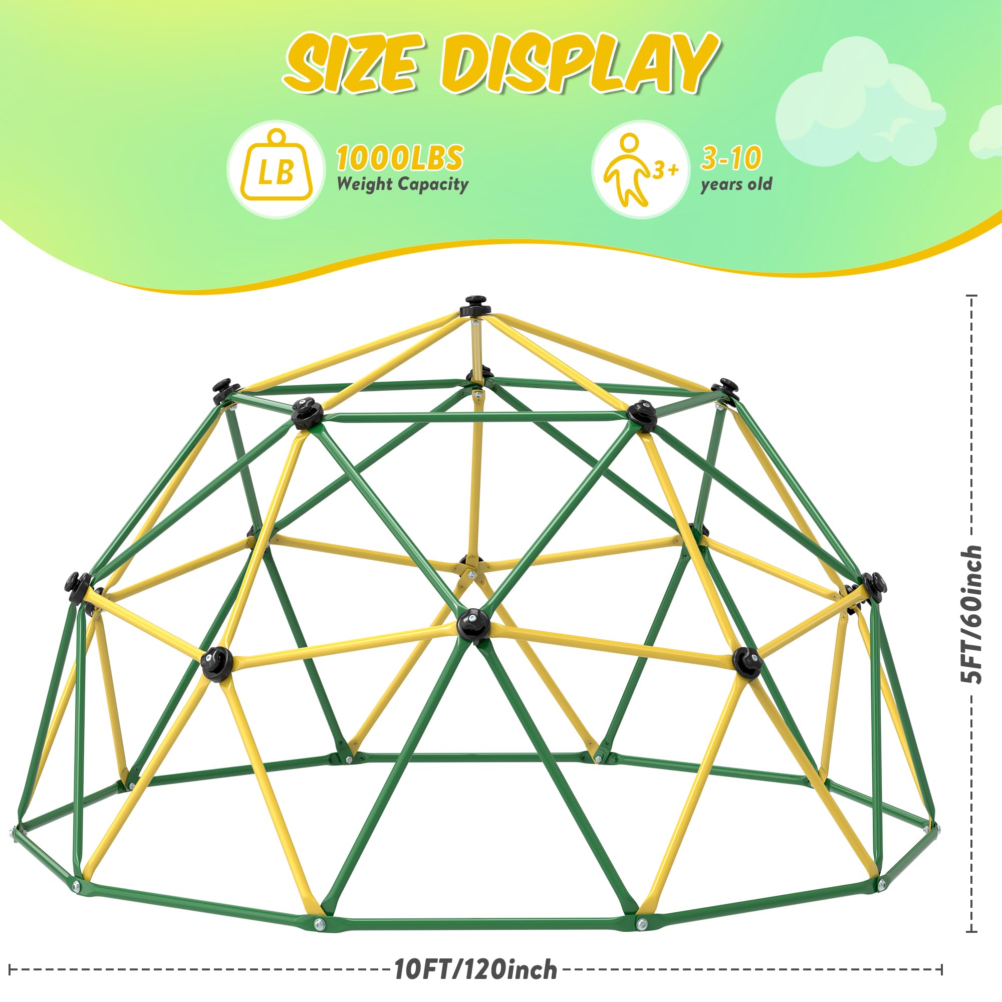 Climbing Dome Outdoor Jungle Gym with Hammock and Swing