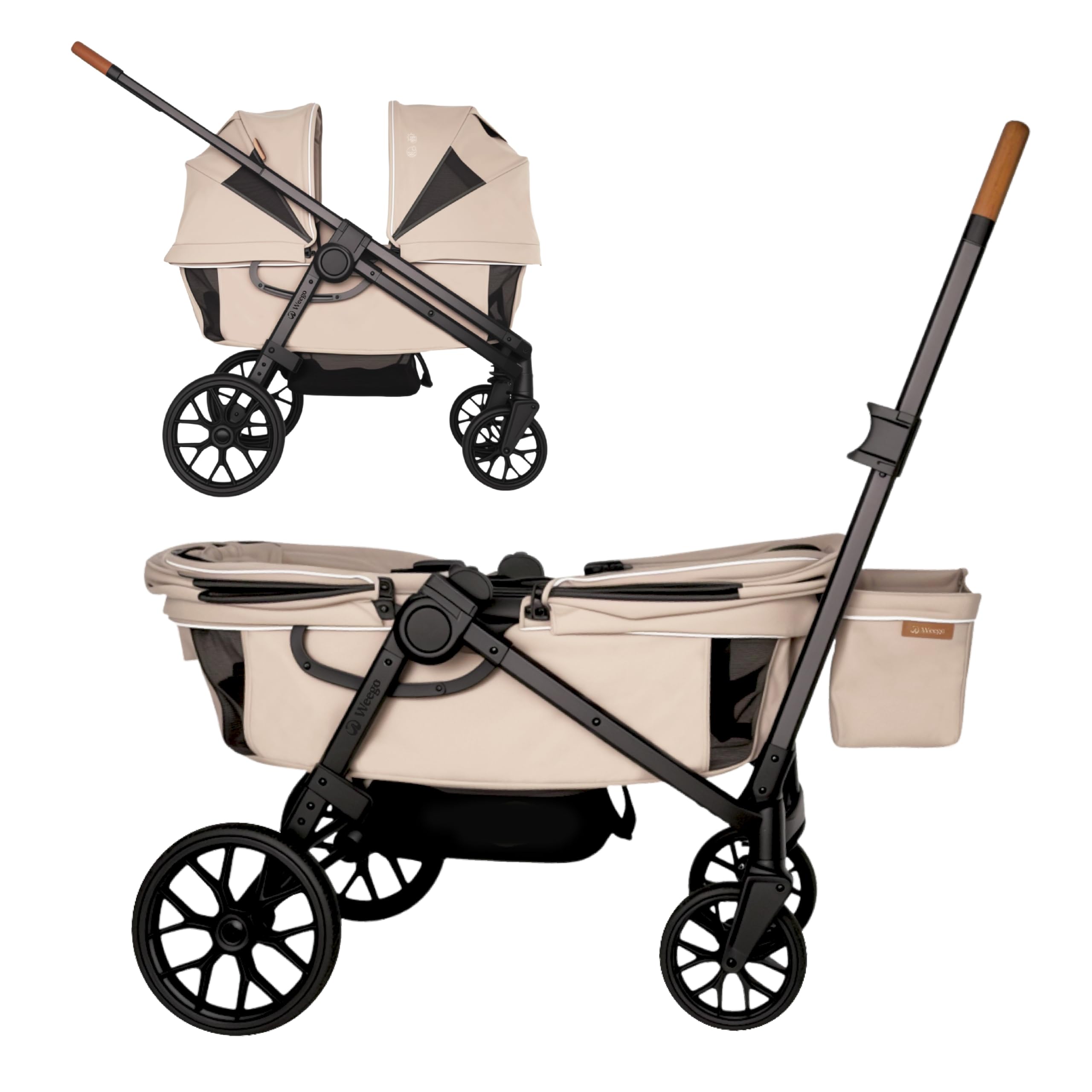 Tandem Wagon Stroller for 2 Kids, All-Terrain with Removable UV-Protection Canopy