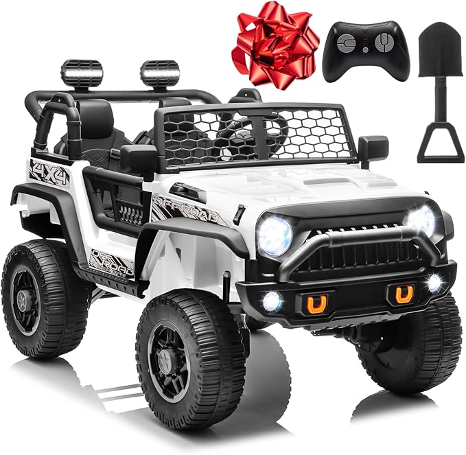 2 Seater Ride On Toys Car for Big Kids, 24V Electric Vehicles w/20'' Large Seat, 4X200W