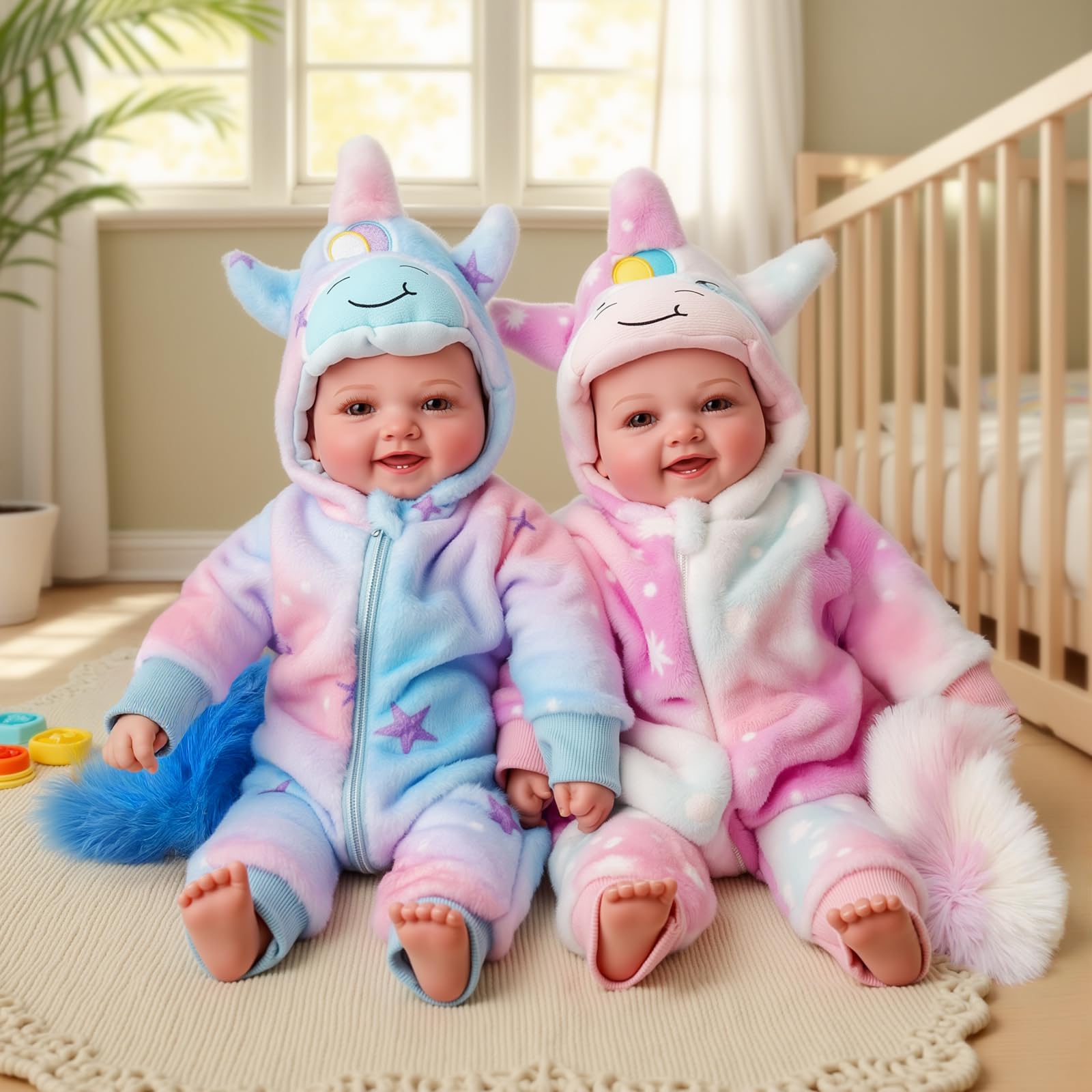 Baby Dolls Twins - 17'' Cute Soft Body Realistic Newborn Twin Dolls Real Life Baby