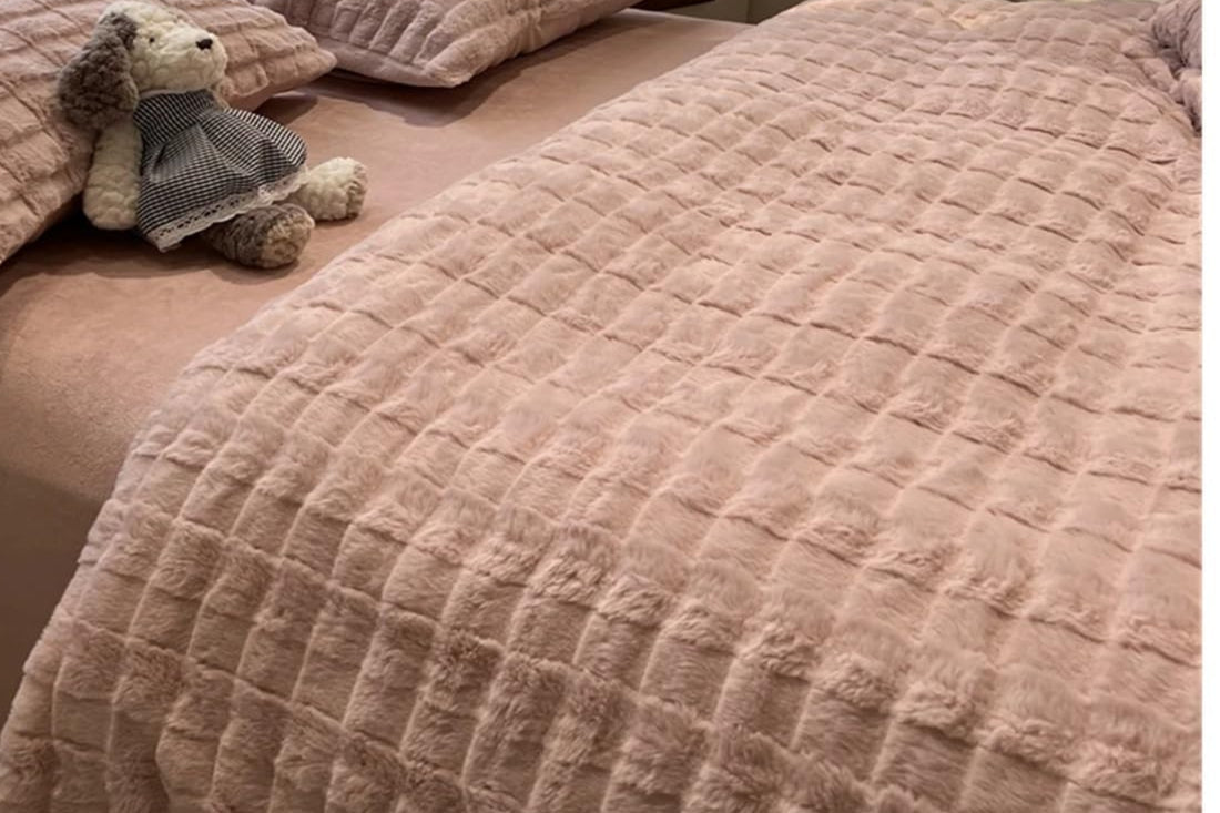 Green Bed Comforter Set Cute Plush - Luxury Bedding Twin Size