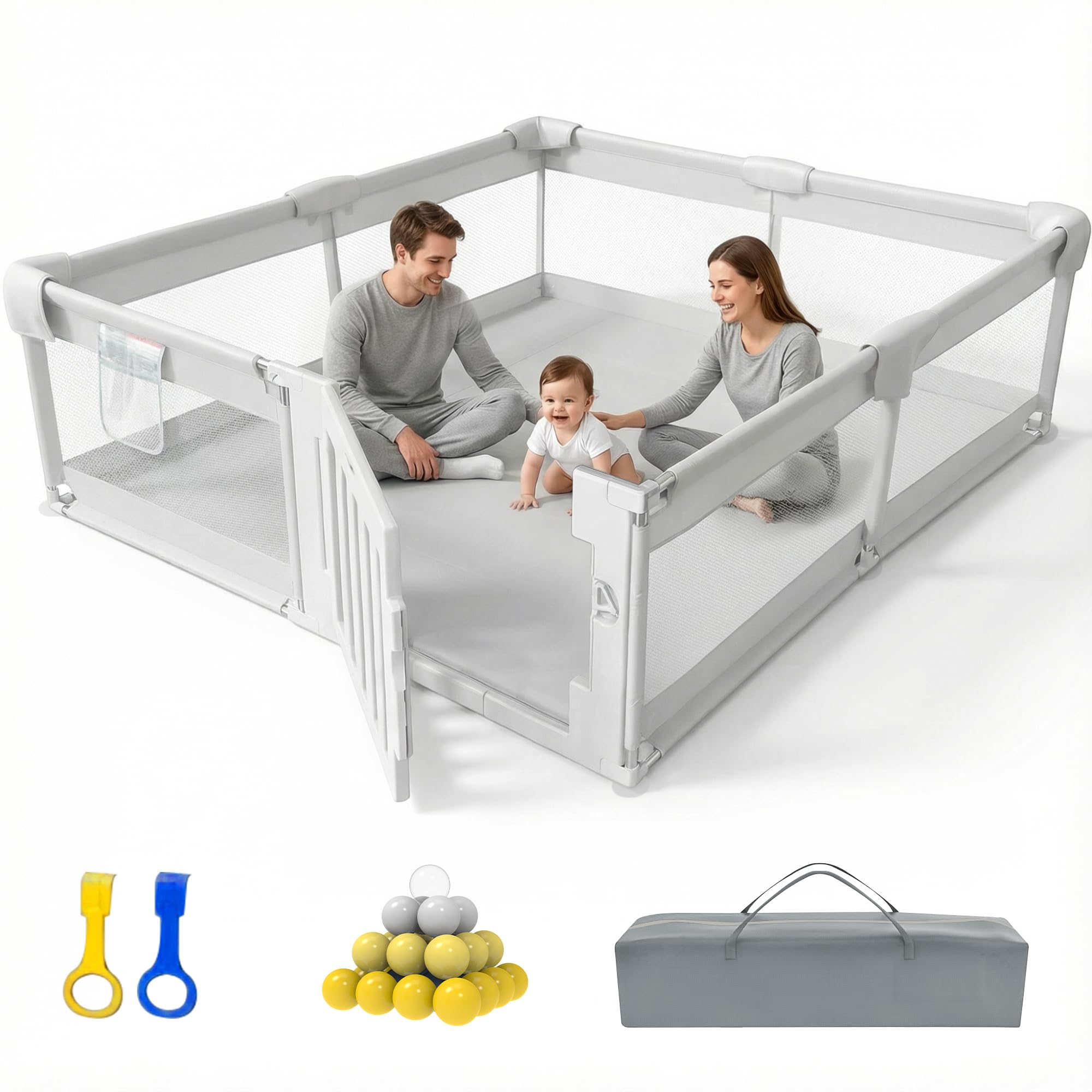 Large Baby Playpen with Gate for Infants and Toddlers