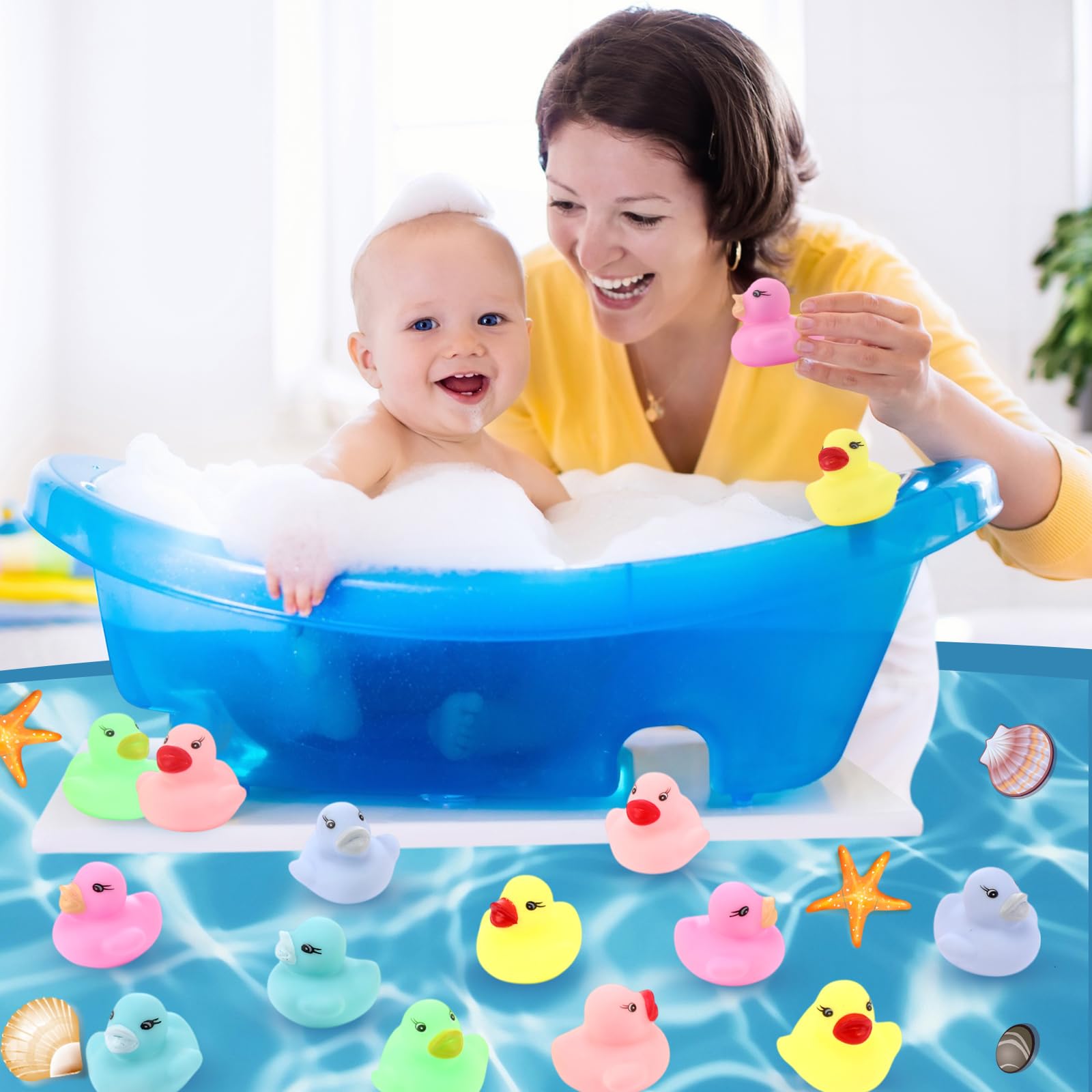 Mini Rubber Ducks in Bulk Yellow Tiny Baby Shower Ducks Float Squeak