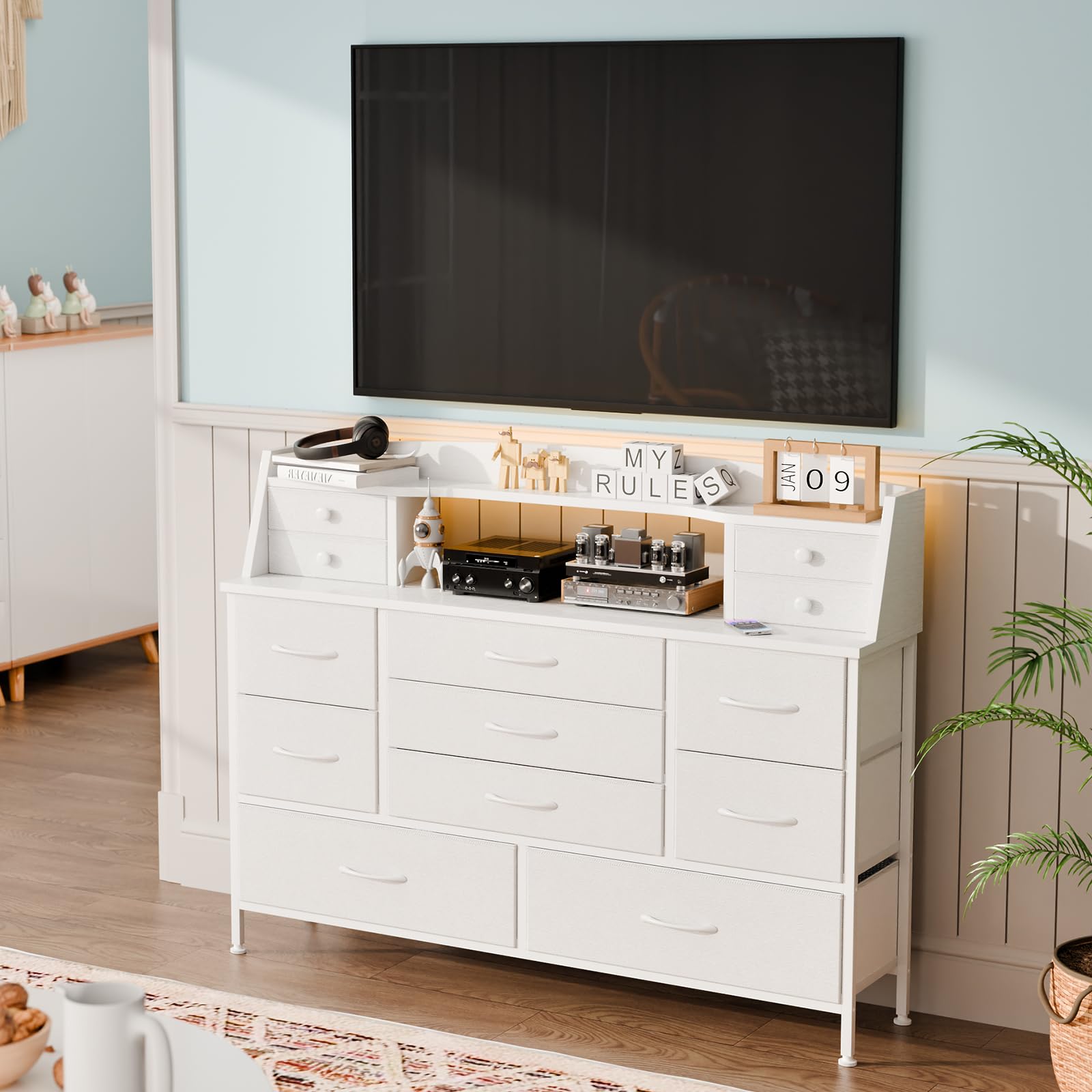 Dresser for Bedroom with 13 Drawers, Fabric Chest of Drawers