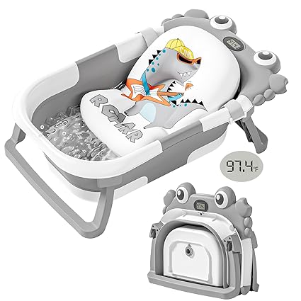 Baby Bathtub for Newborns with Thermometer and Soft