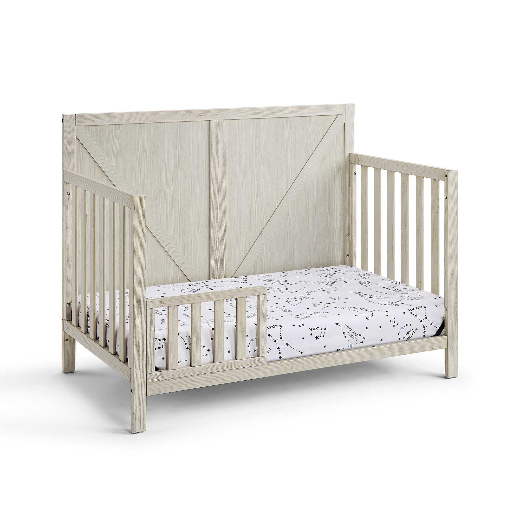 4-in-1 Convertible Crib in Washed Gray