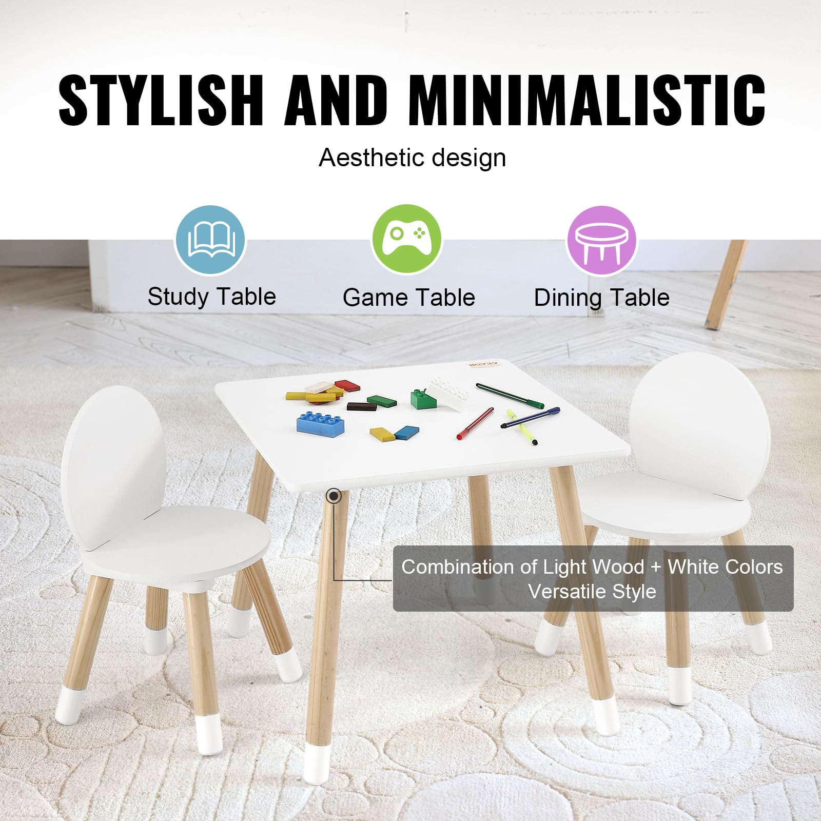 Kids Wooden Table and Chair Set