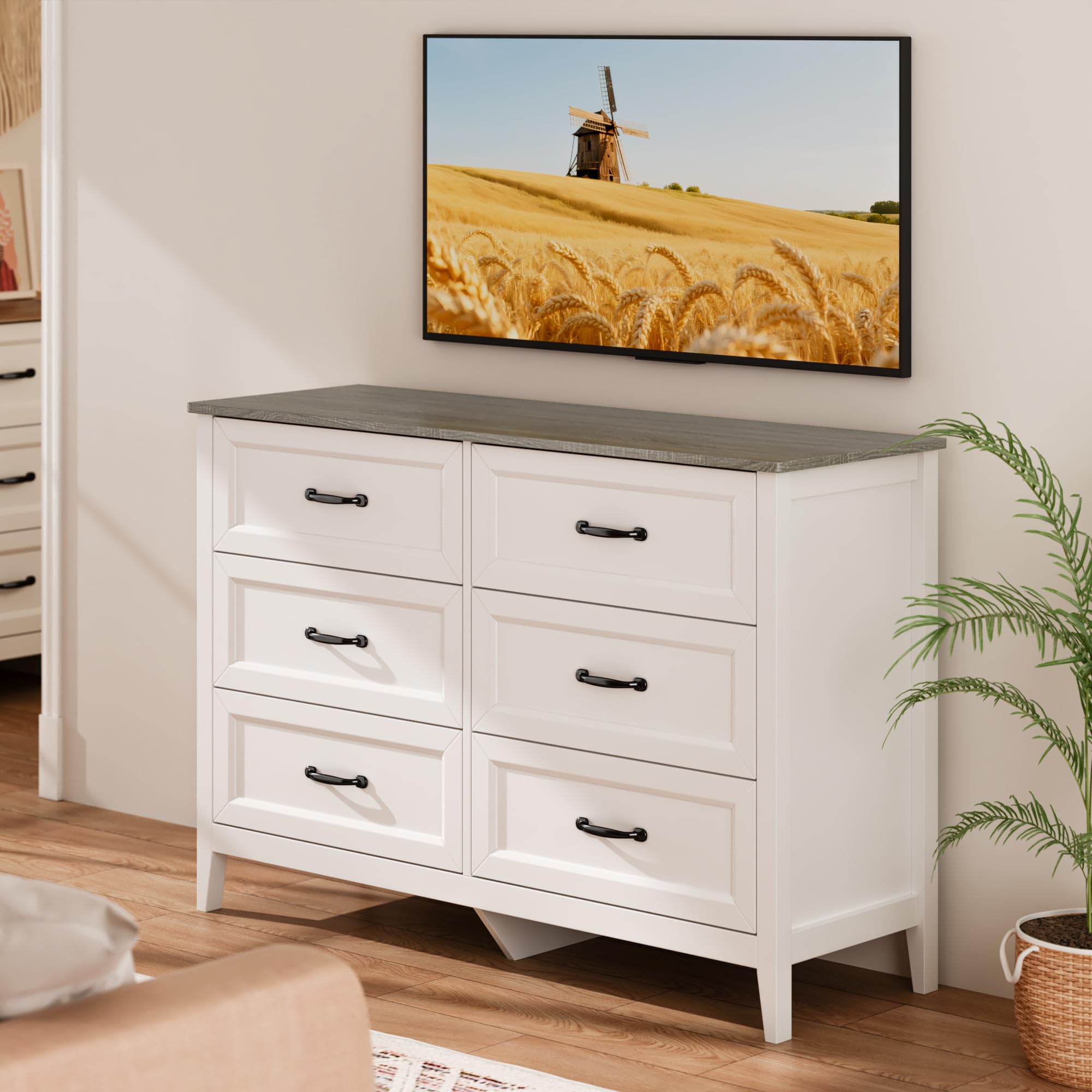6 Drawer Dresser with Metal Handles