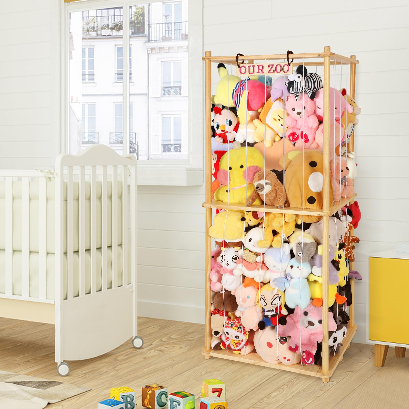 Extra Large Stuffed Animal Storage for Corner Organizer,Premium Wooden Material