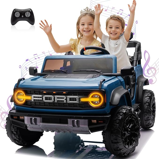 2 Seater 24V Ride on Toys for Big Kids, Licensed Ford Bronco Raptor, Powerful Wheel