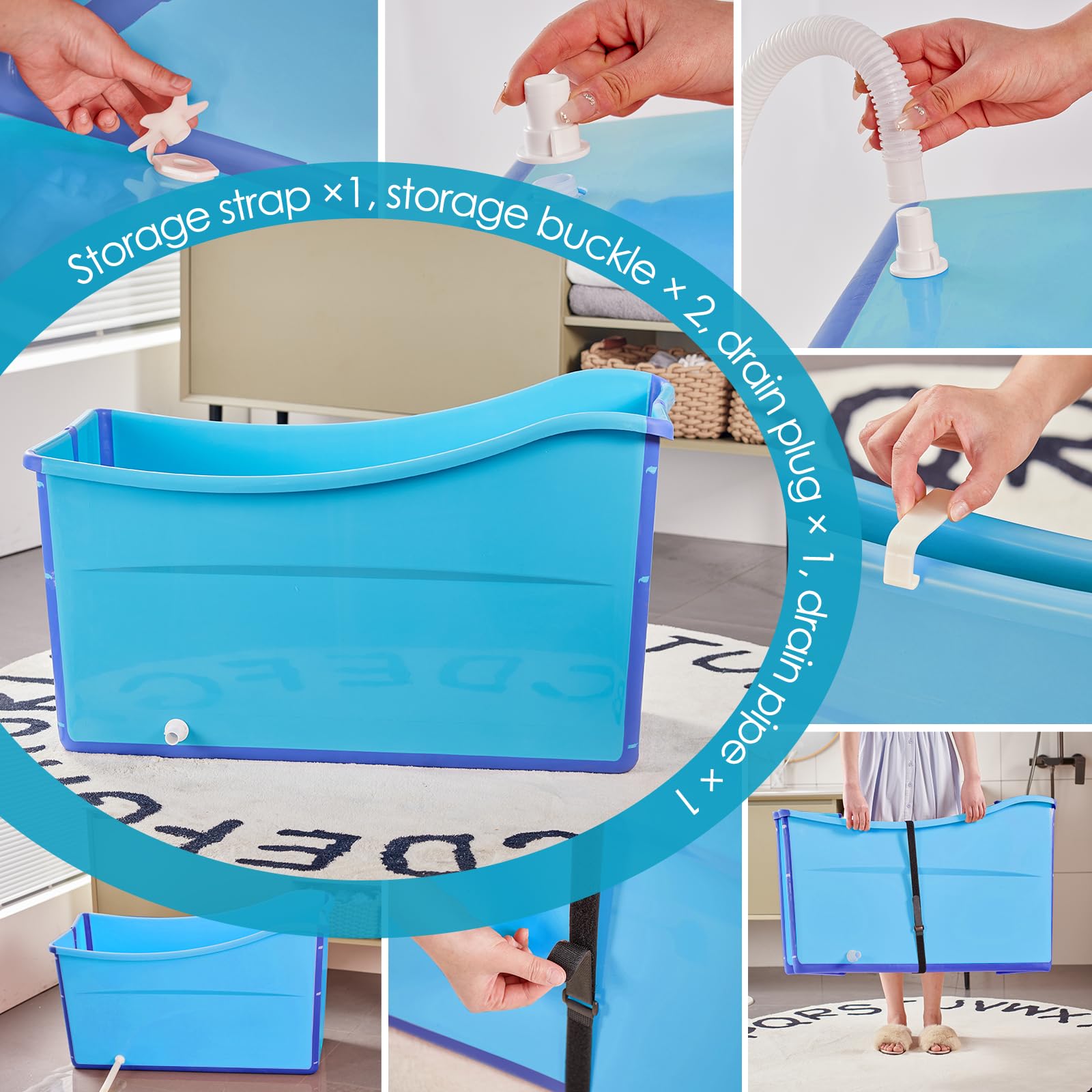 Large Foldable Bathtub for Toddler Collapsible Baby Bathtub Portable