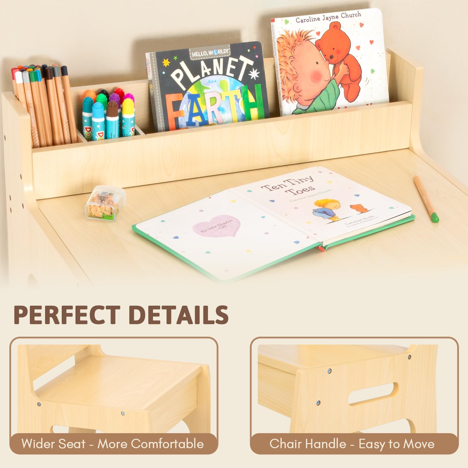 Kids Desk and Chair Set with Storage