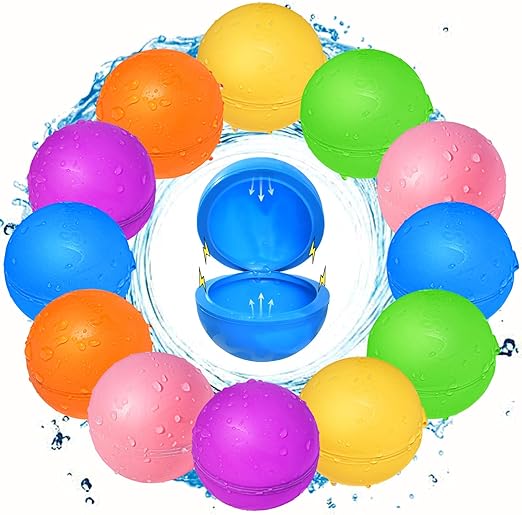12Pcs Reusable Water Balloons, Pool Toys for Boys and Girls