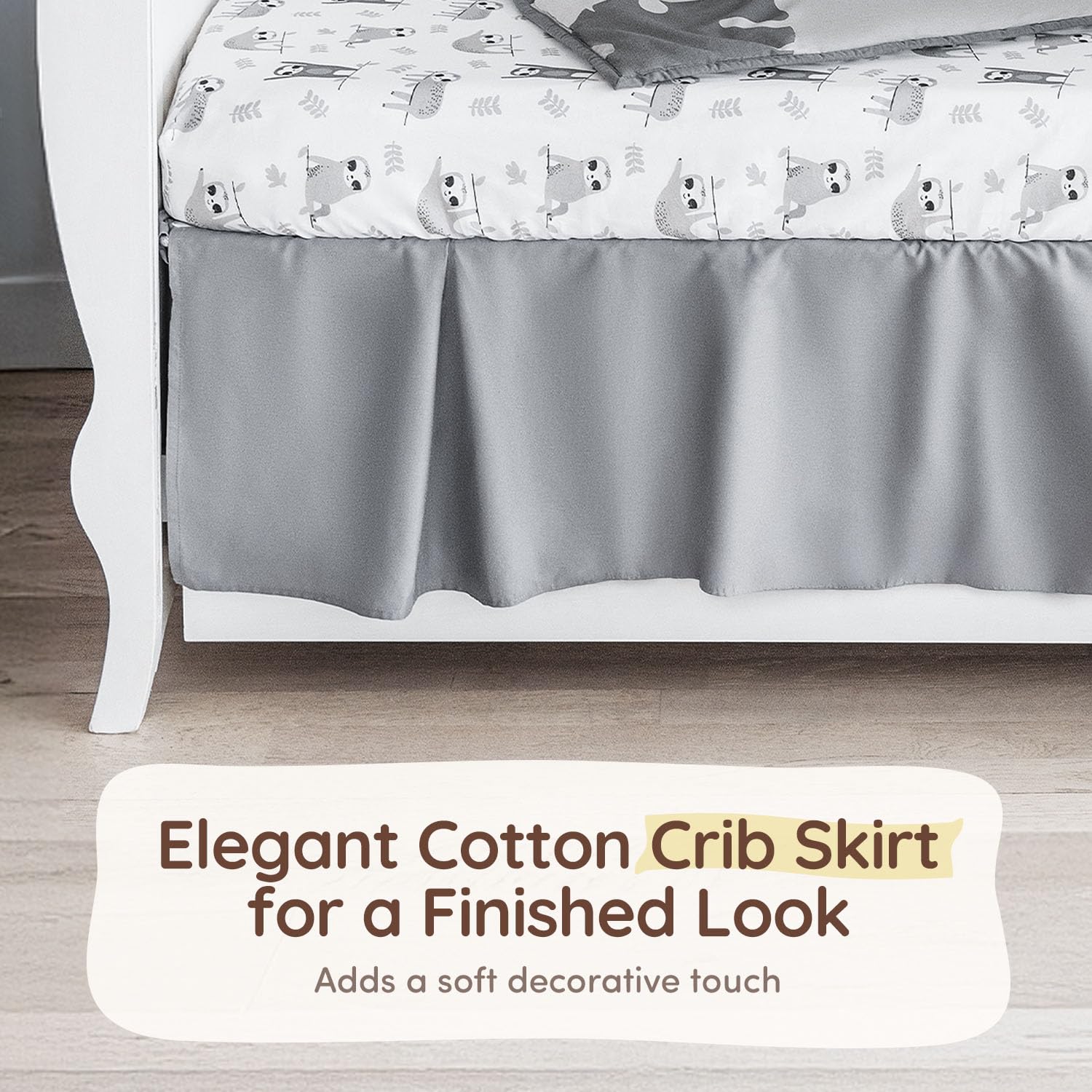 Neutral Baby Crib Bedding Set 5-Piece with Comforter, Fitted Sheets, Skirt & Changing Pad Cover