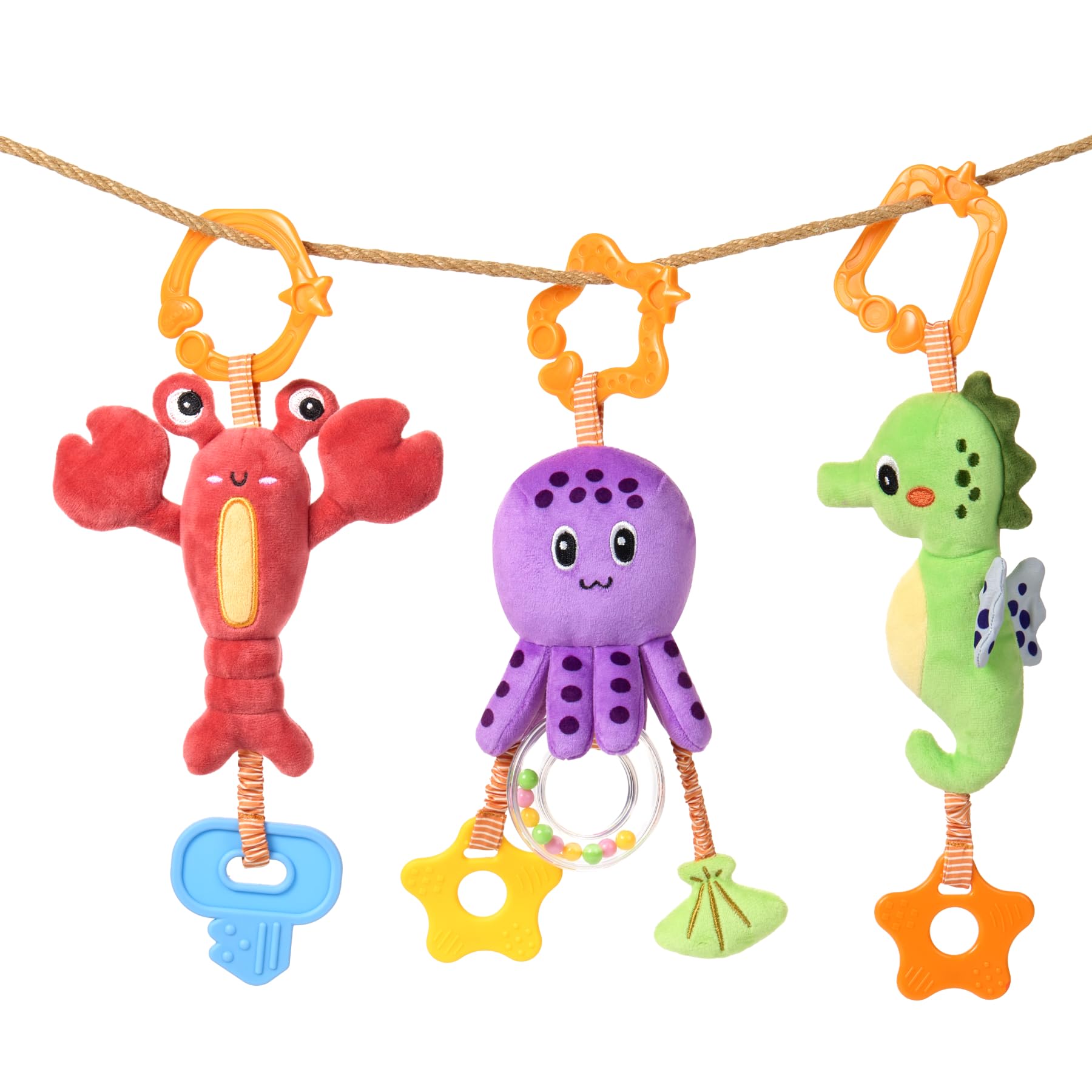 Toys 0 3 6 12 Months, Hanging Stroller Toys Soft Marine Animal Crib Car Seat Toys