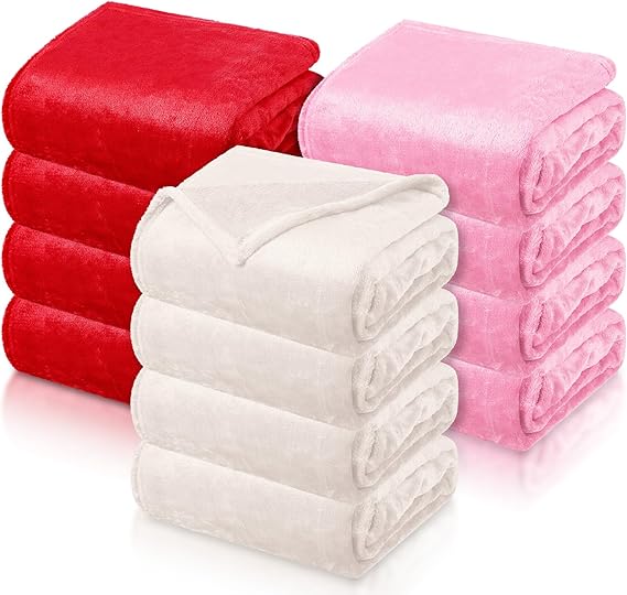12 Pcs Fleece Blankets for Girls Sleepover Party Soft Fuzzy Throw Blanket 40 x 60 Inch