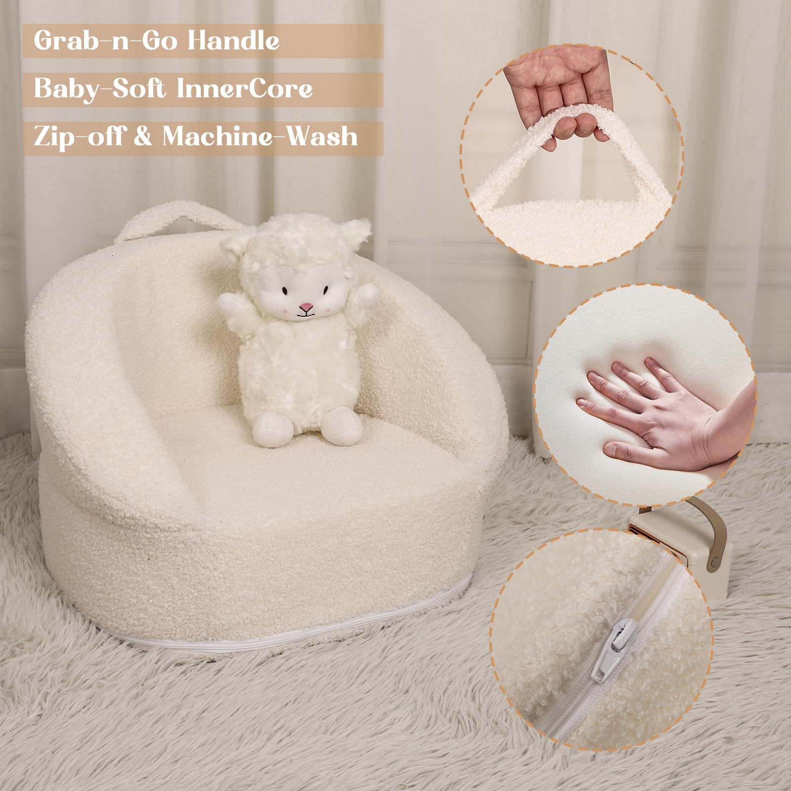 Mini Plush Toddler Chair with Carry Handle