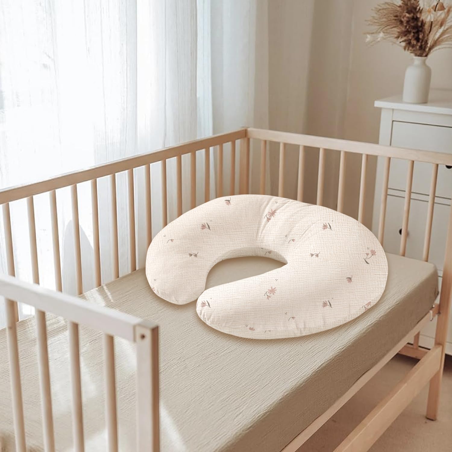 Nursing Pillow Covers 2 Pack for Baby, Soft 100% Cotton Covers for Breastfeeding Pillows