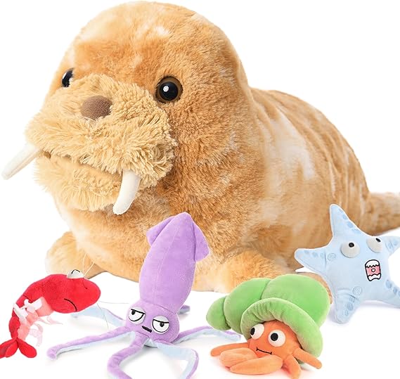 13 inch Stuffed Animals Bulk, 8 Pack Assorted Animals Plush Toy Set with Teddy Bear