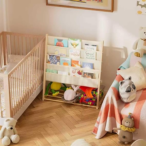 Bookshelf for Toddlers, 4-Tier Metal Kids Bookshelves Rack