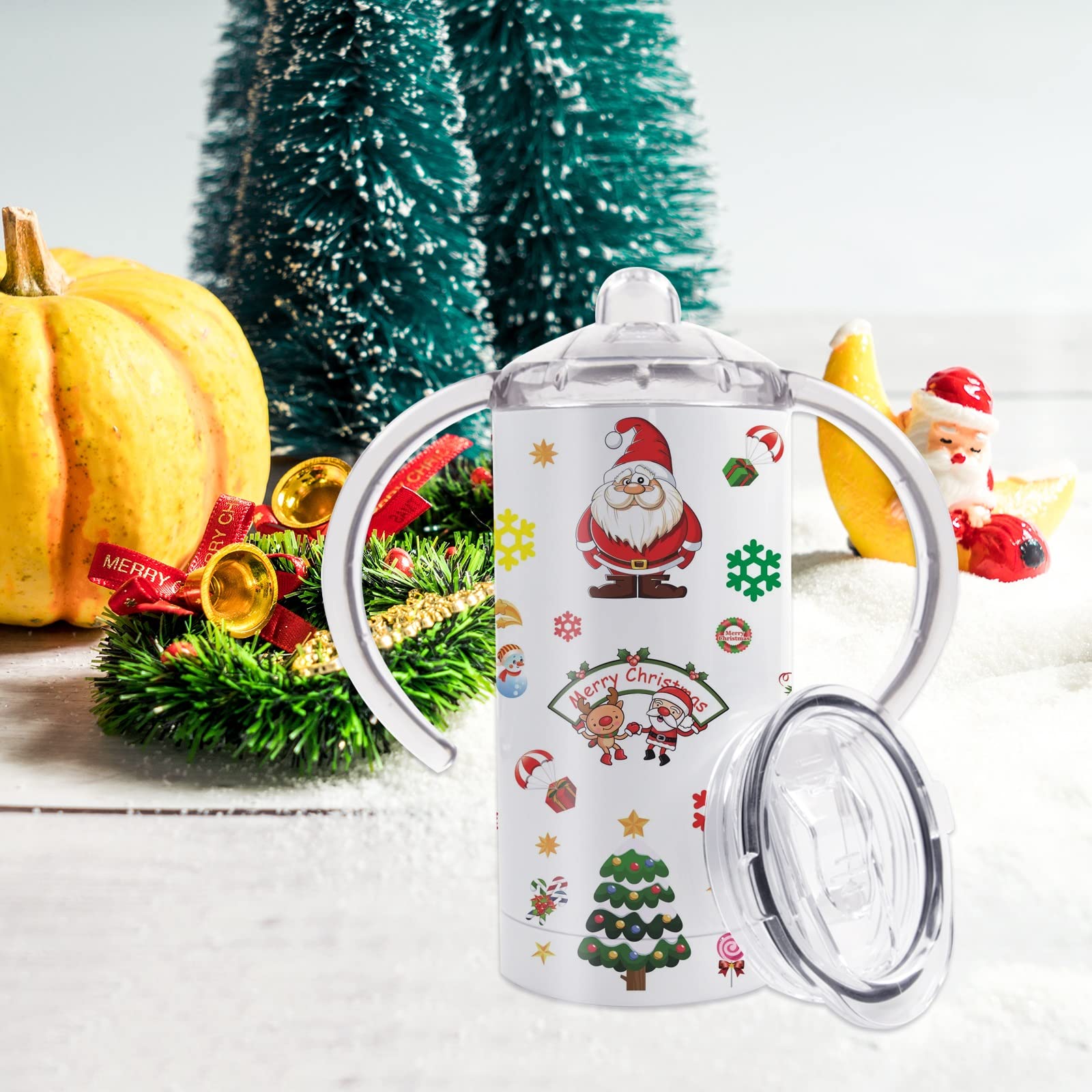 Pack 12 OZ Sublimation White Blank Straight Sippy Cup，Toddler