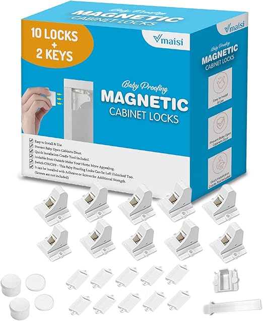 Magnetic Locks for Cabinets & Drawers (40 Locks and 4 Keys)