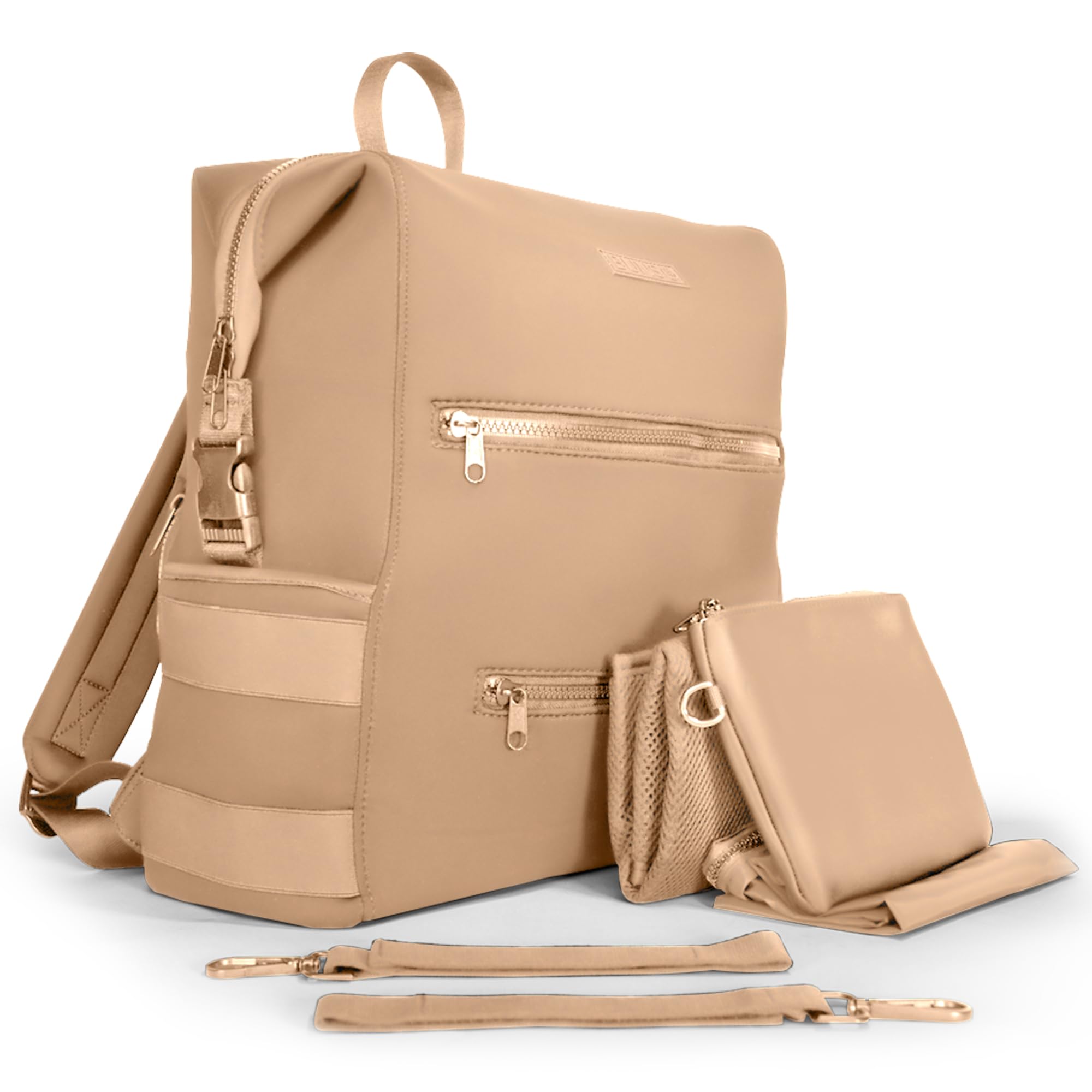 Neoprene Diaper Bag, Minimalist Backpack Diaper Bag with Pouch