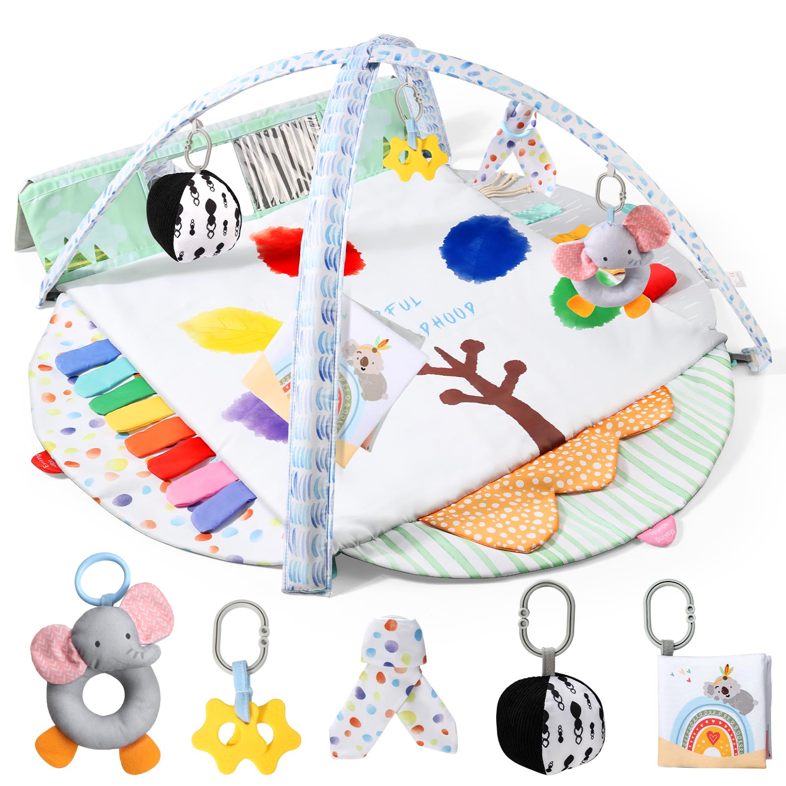 Baby Gym Play Mat, Sensory Development Baby Activity Mat for Toddlers