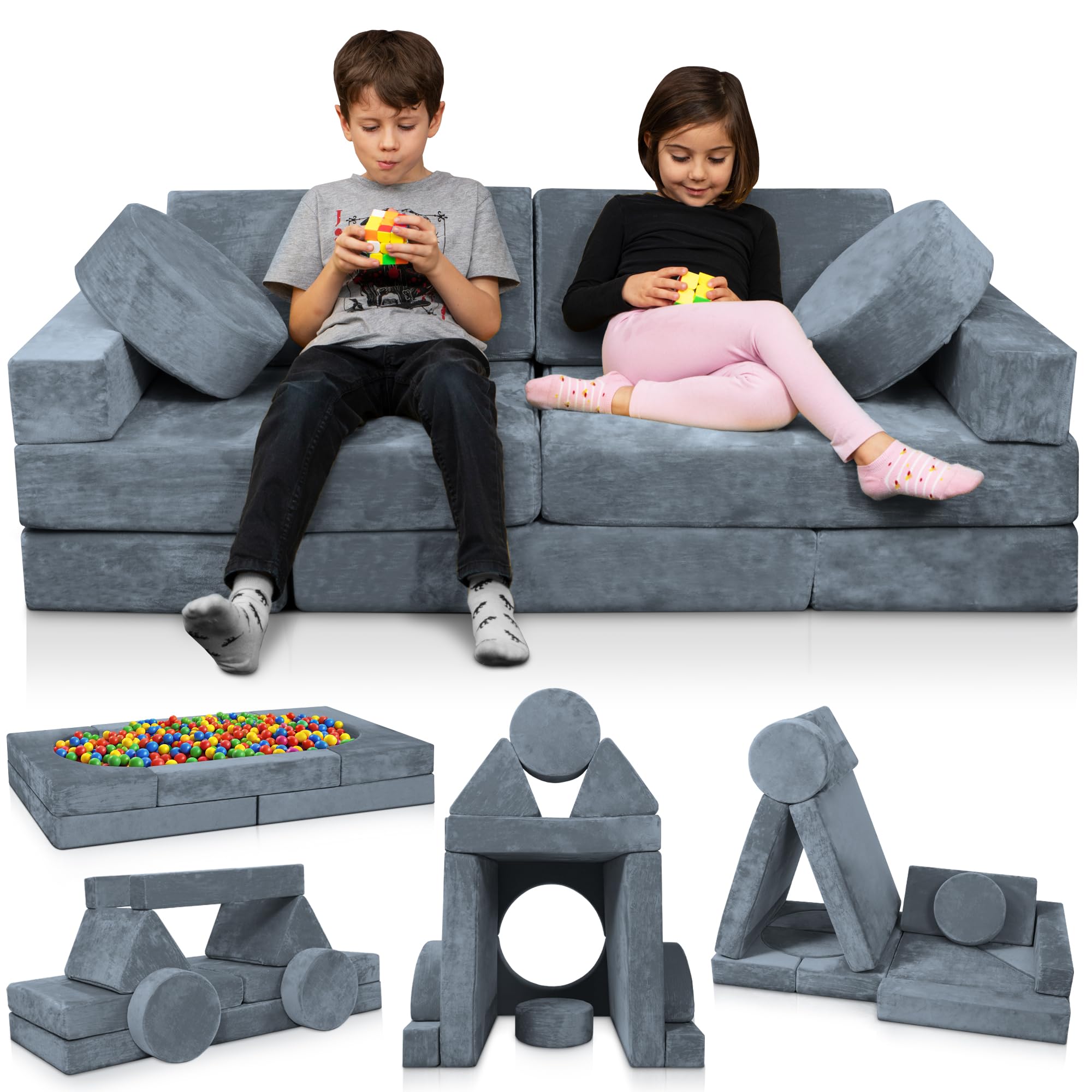 14pcs Modular Kids Play Couch, Child Sectional Sofa