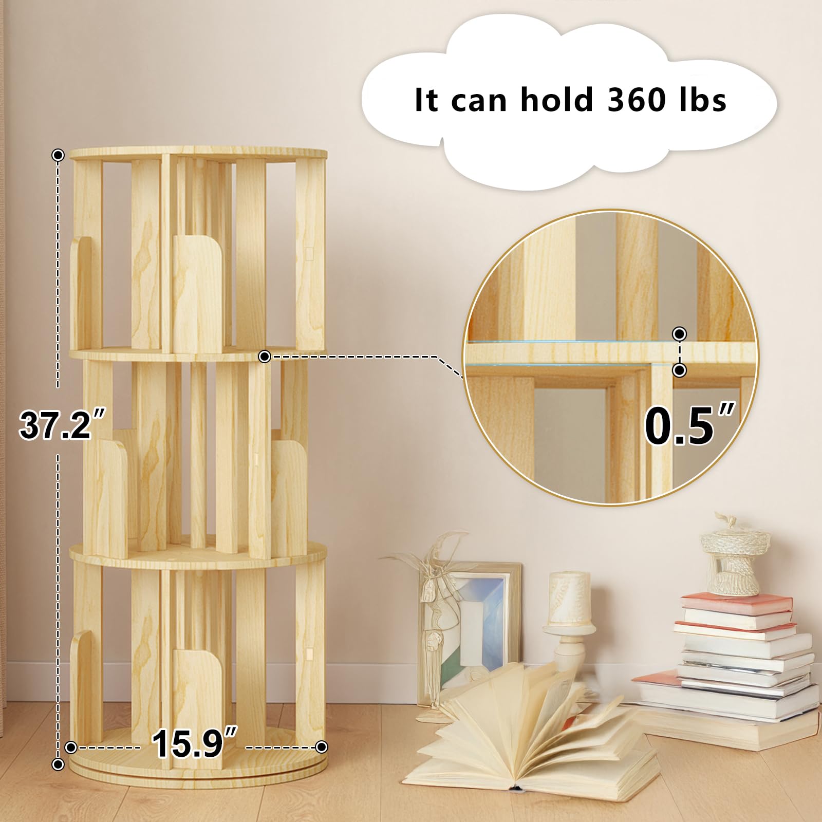 Rotating Bookshelf 360° Display Storage Rack