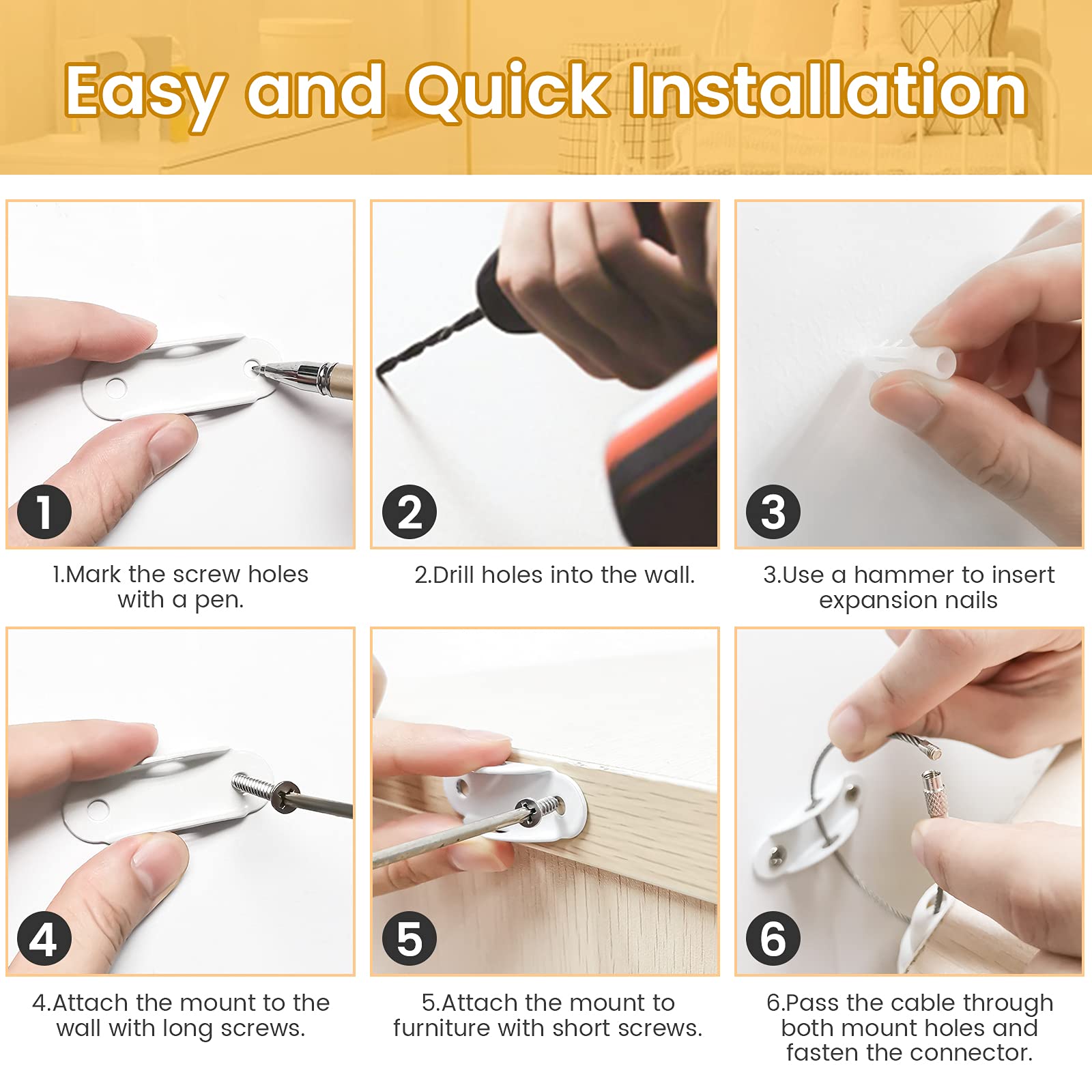 Furniture Anchors Anti-Tip Safety Straps for Baby Proofing