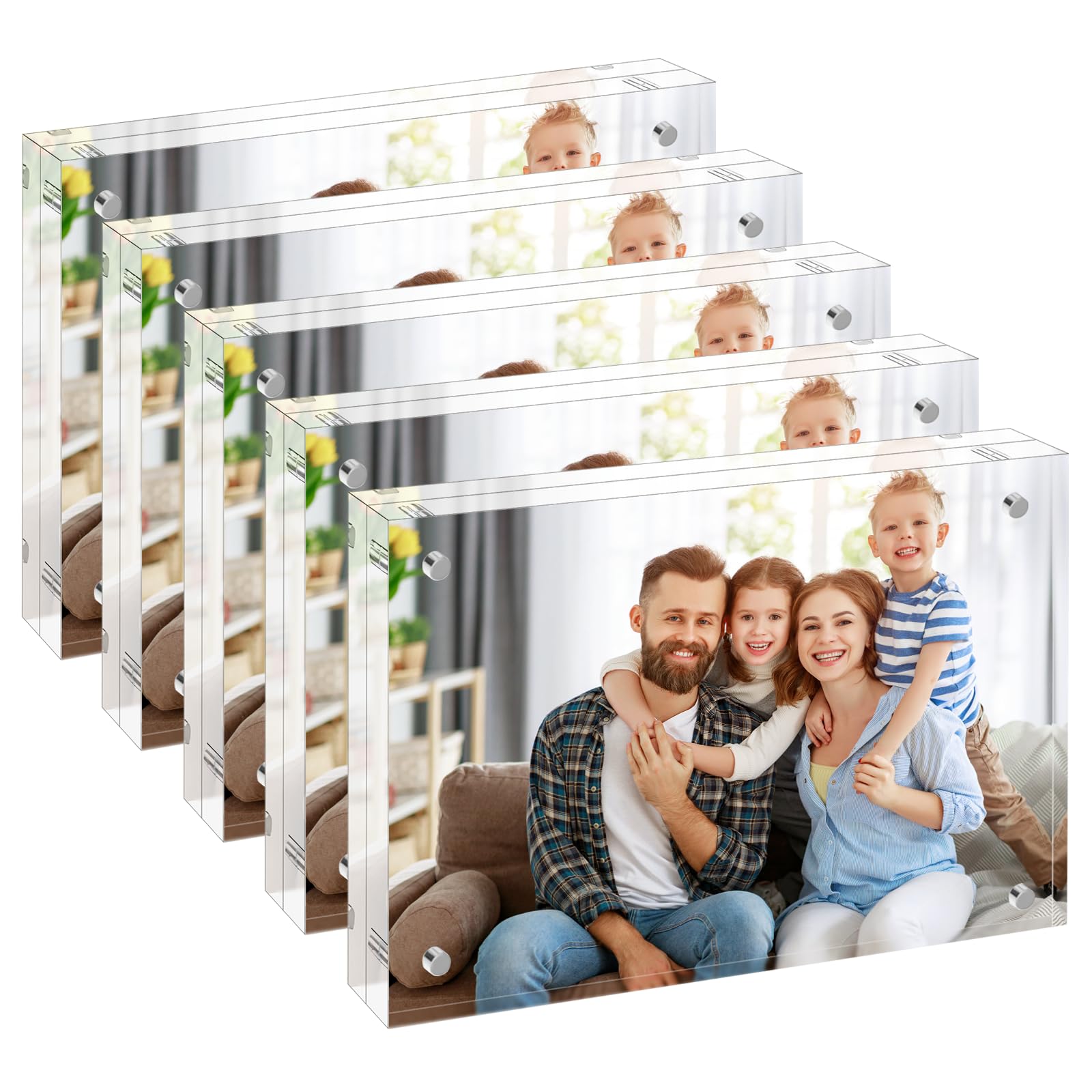 5x7 Acrylic Picture Frames 5 Pack, 10+10MM Premium Acrylic Photo Frame Magnetic