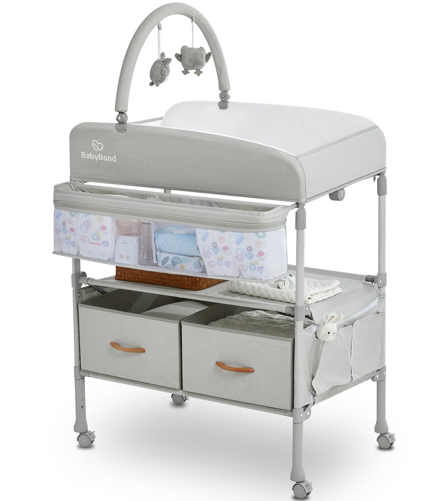 Baby Changing Table with 2 Storage Baskets, Foldable Changing