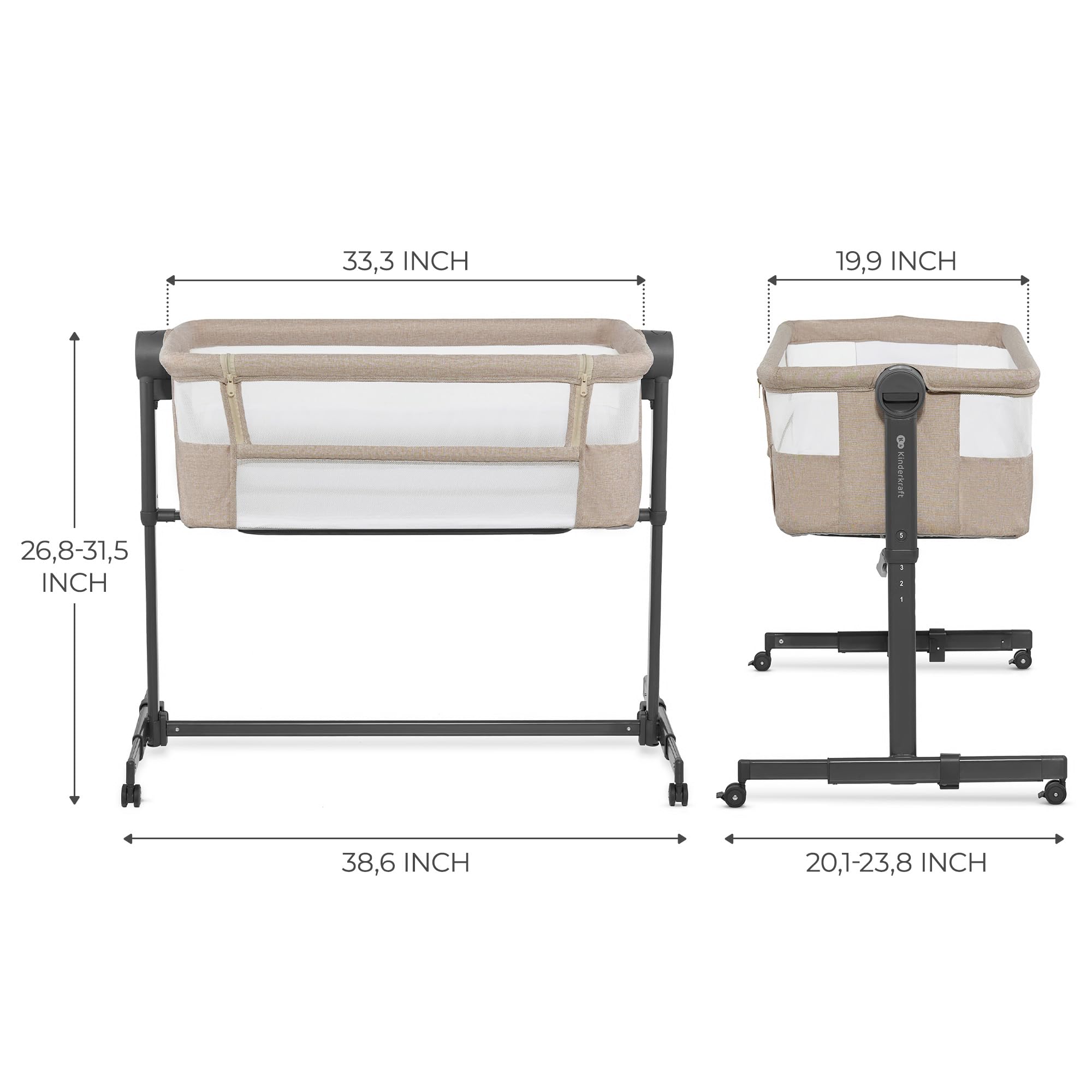 2-in-1 Bedside Crib Co-Sleeper with Adjustable Height