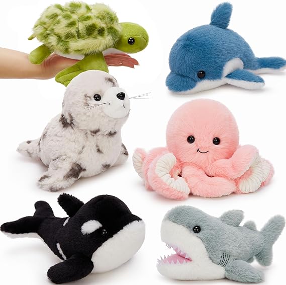 13 inch Stuffed Animals Bulk, 8 Pack Assorted Animals Plush Toy Set with Teddy Bear