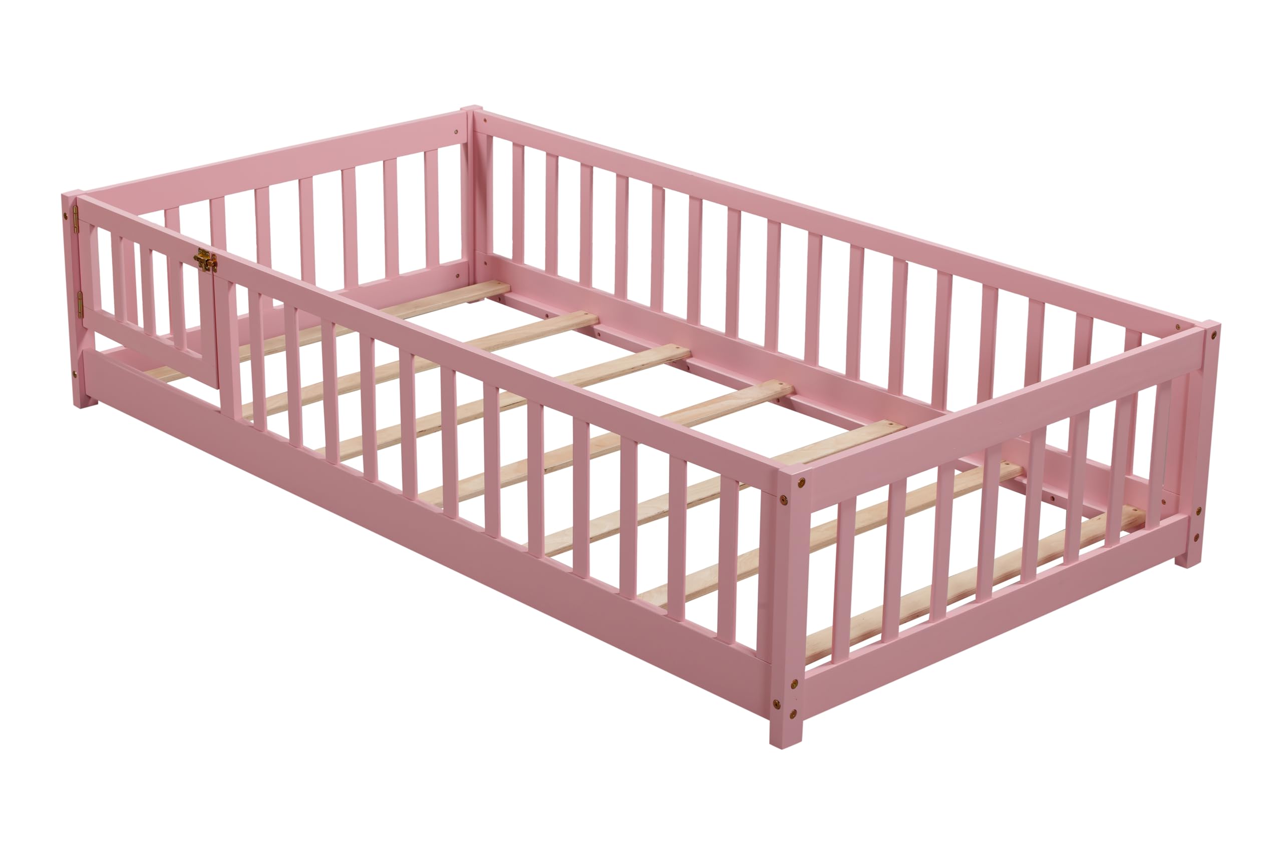 Montessori Floor Bed Twin with Fence and Door