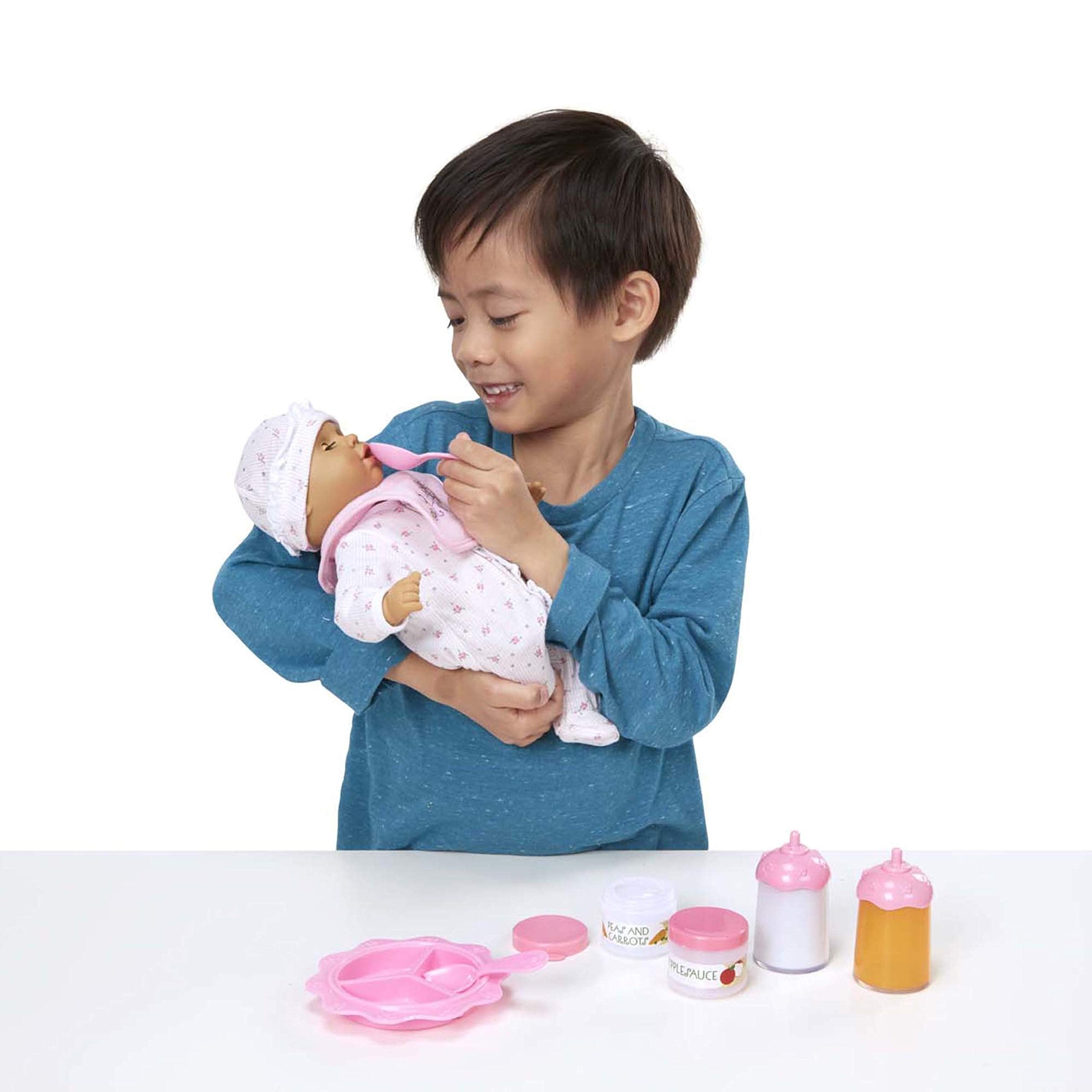 Doll Feeding and Changing Accessories - Bib, Bag, Diaper, Wipes, Utensils