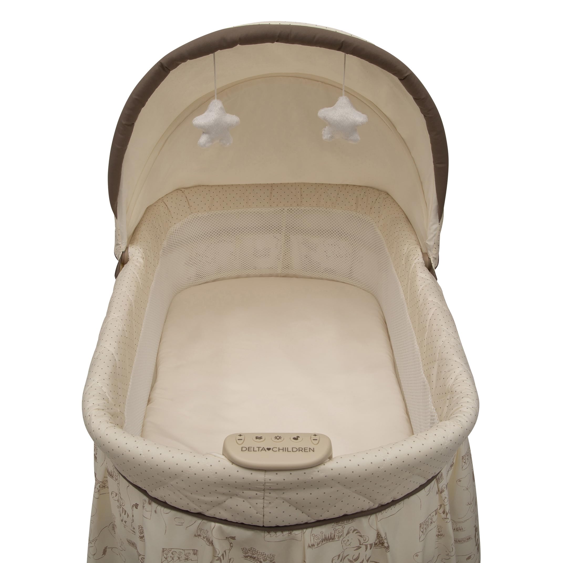Rocking Bedside Bassinet - Portable Crib with Lights Sounds