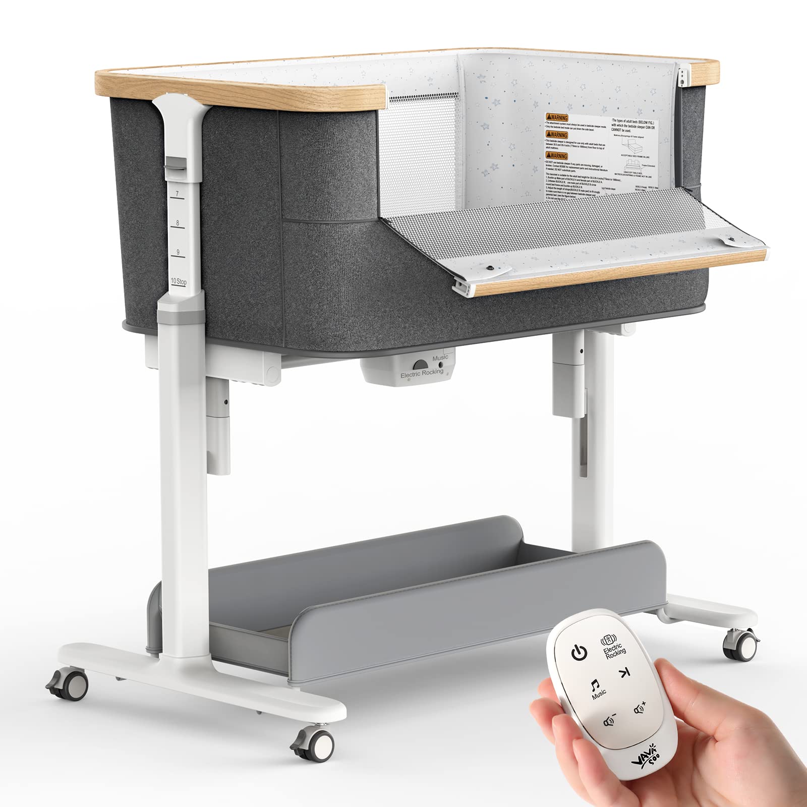 Rocking Bassinet for Baby Electric Automatic Bedside Sleeper Rocks Itself 3 Motion