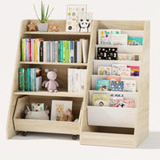 Kids Bookshelf and Toy Storage, 4 Tier Toddler Bookshelf with Movable
