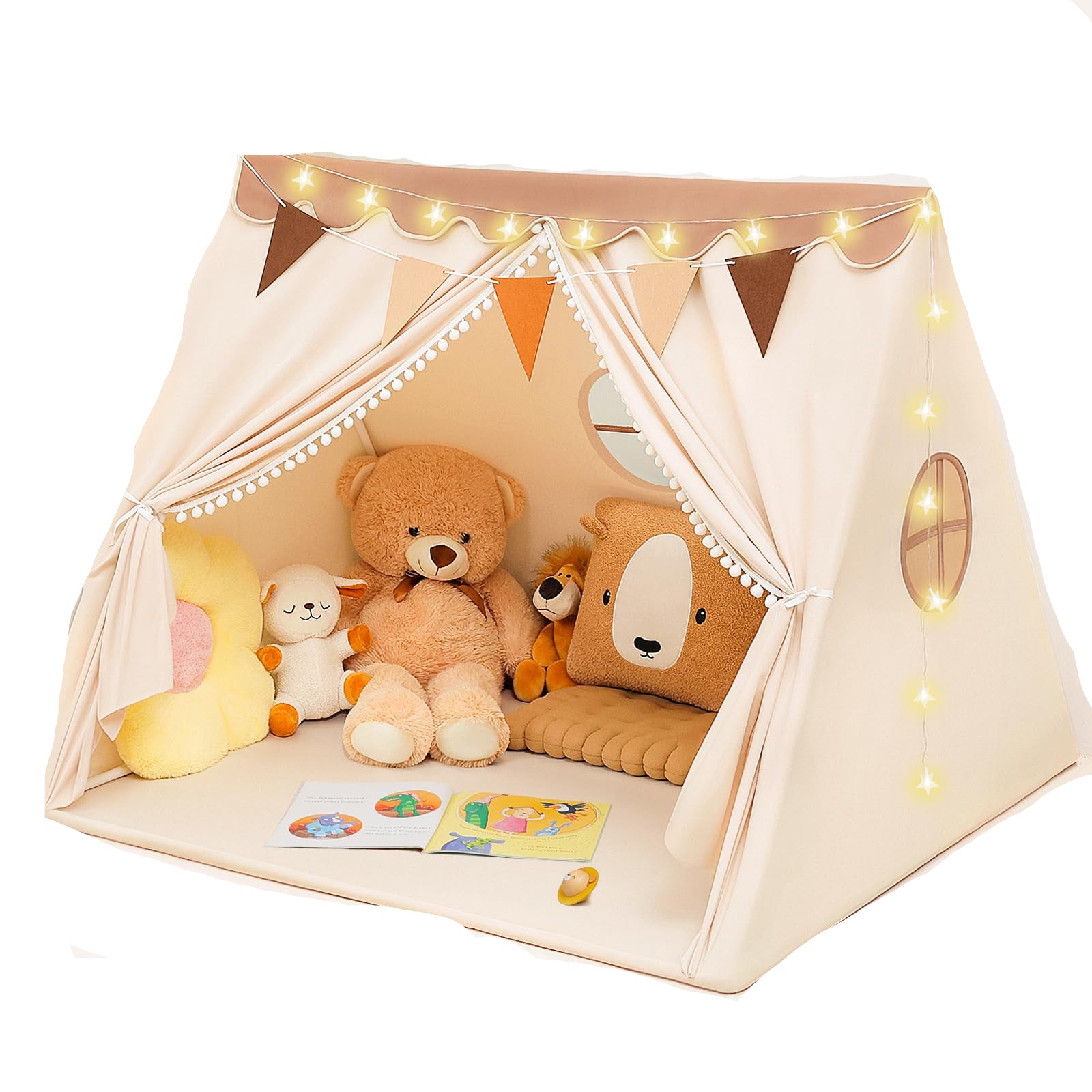Tent Indoor with Star Lights and Flags - Play Tent for Kids Ages
