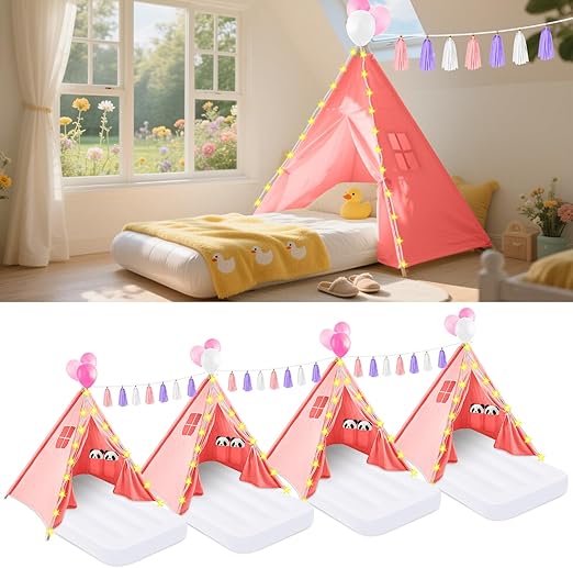 4 Pack Teepee Tent for Kids Girls Slumber Party Tents Bulk Kids Sleepover