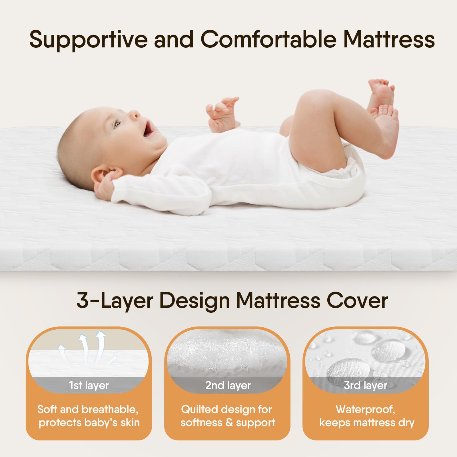 3-in-1 Bedside Bassinet with Adjustable Height