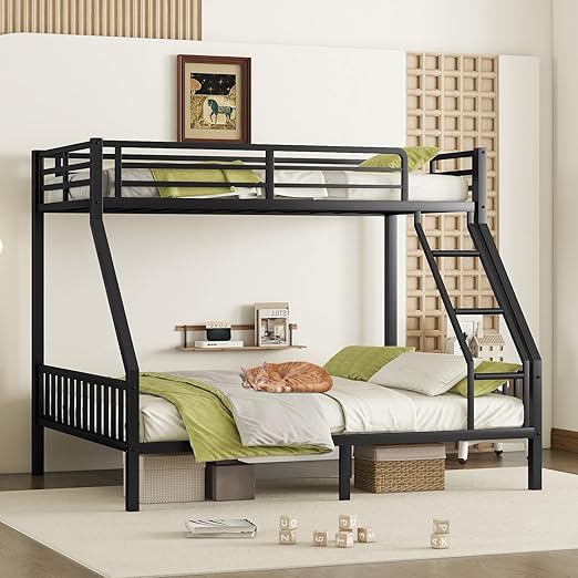 Bunk Beds Twin Over Full Size, Heavy Duty Bunk Beds with Bottom Space