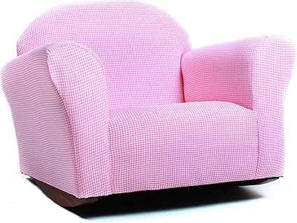 Gingham Rocking Chair for Kids – Soft Microsuede Upholstery