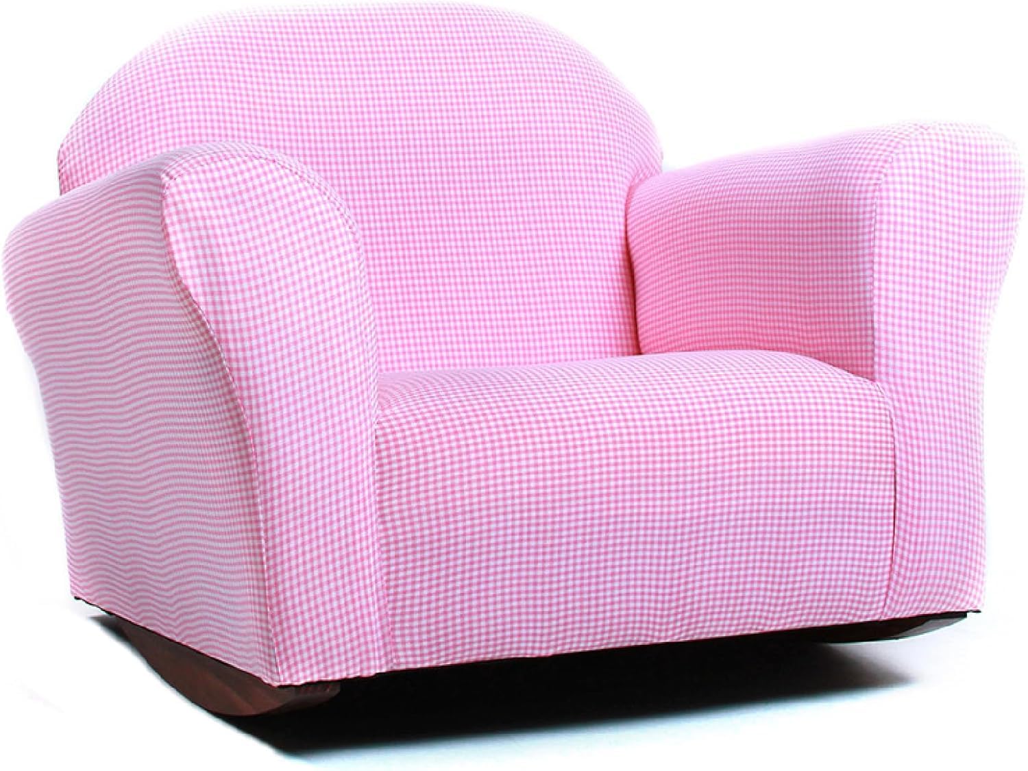 Kids Gingham Rocking Chair Pink Microsuede Ages 2-5