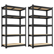 Set of 2 Storage Shelves 5 Tier Garage Shelving Heavy Duty Metal Shelving