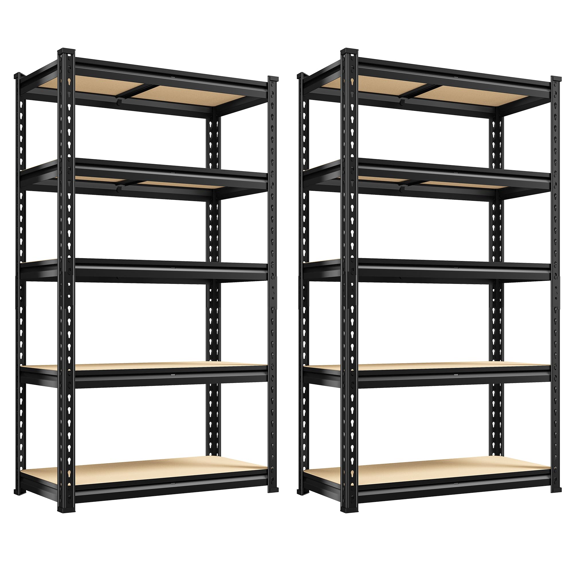 Set of 2 Storage Shelves 5 Tier Garage Shelving Heavy Duty Metal Shelving